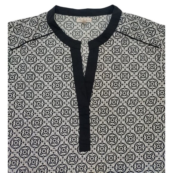 Anthea Femme women's tunic, black and white geometric print, red details size L - Picture 5 of 8